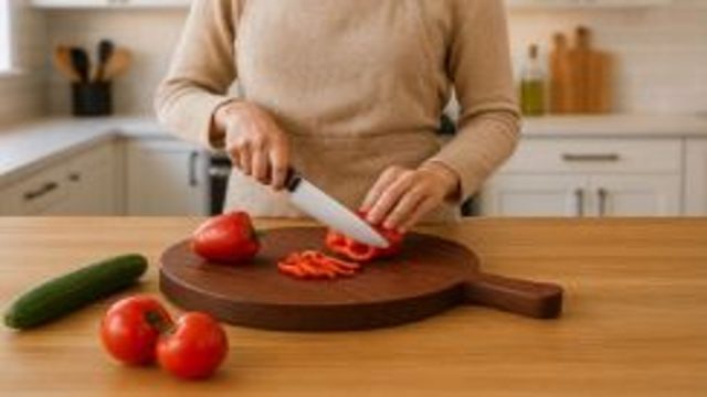 Round Wooden Chopping Board with Handle