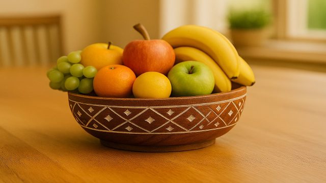 Engraved Wooden Serving Bowl